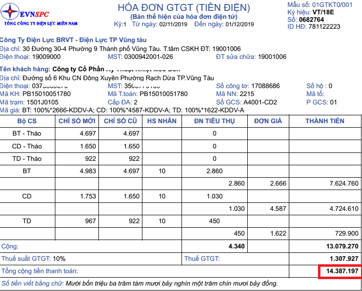hoa don dien truoc khi lap dmt