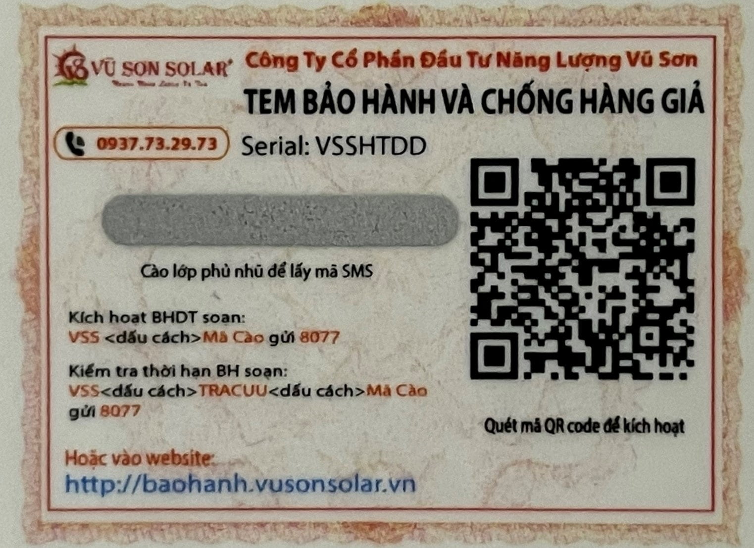 bảo hành vũ sơn solar